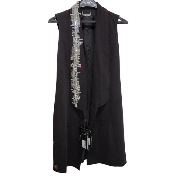 $3375 Philipp Plein Black Embellished Sleeveless Tuxedo 'Chopper' Dress Size S - Picture 1 of 10